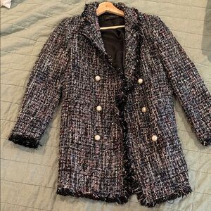 Zara Black and White Tweed Blazer